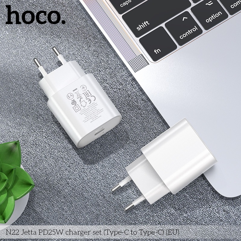 Bộ Sạc Nhanh 25W Hoco N22 Type c To Type c dành cho Samsung và các dòng điện thoại andoid cổng sạc Type  C hỗ trợ sạc nhanh 50% pin trong 30 phút - Hàng chính hãng