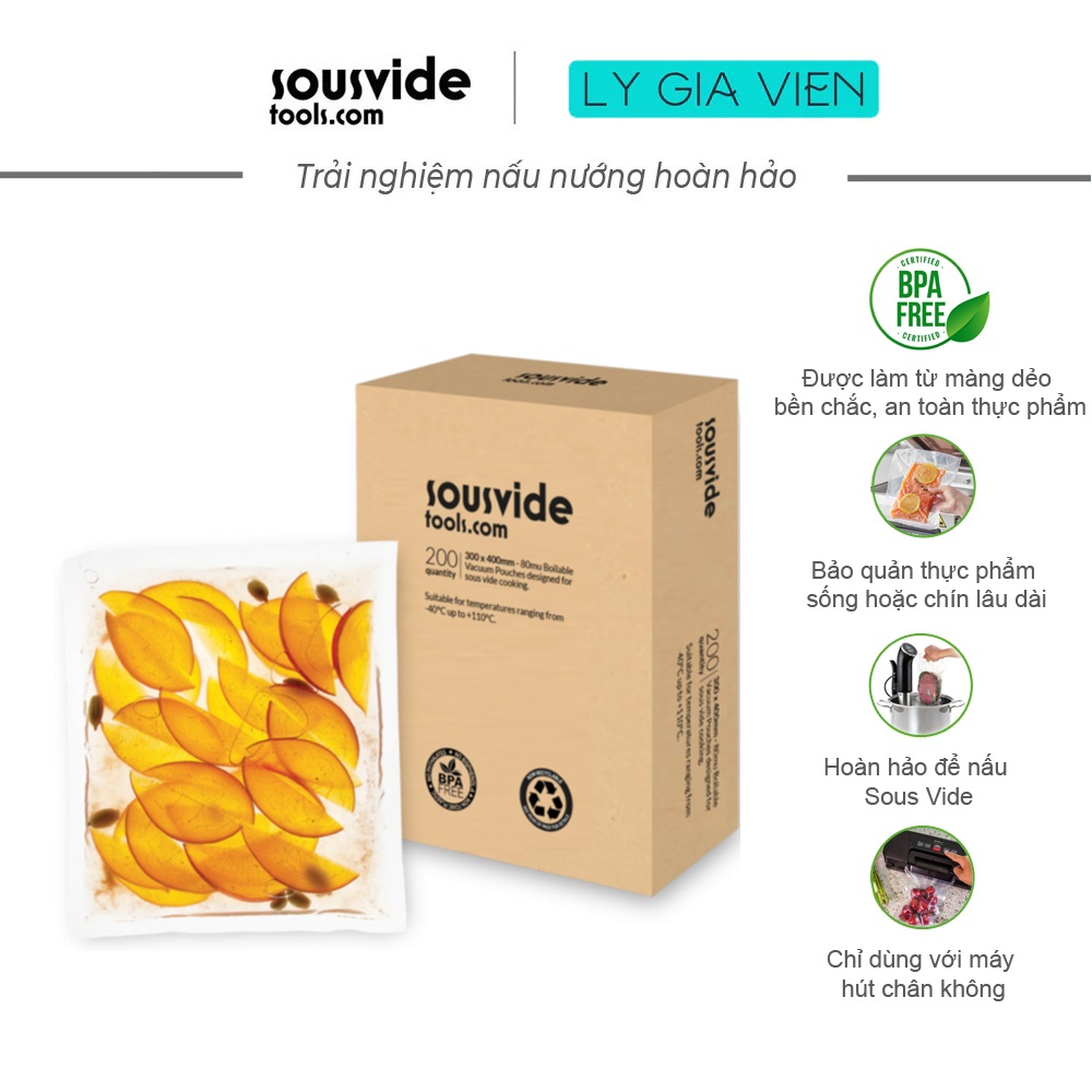 Hộp 200 Túi Hút Chân Không Sous Vide Tools Boilable Chamber Vacuum Pouches (pack of 200) - Hàng Nhập Khẩu