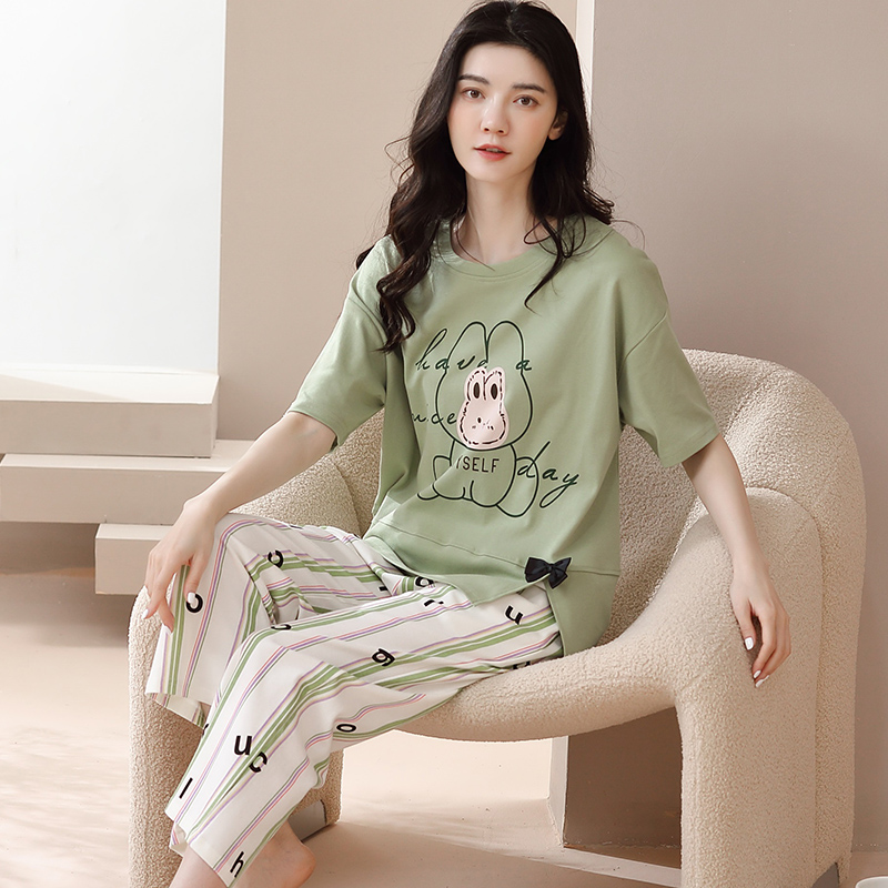 Bộ mặc nhà cotton tay ngắn quần lỡ 6103