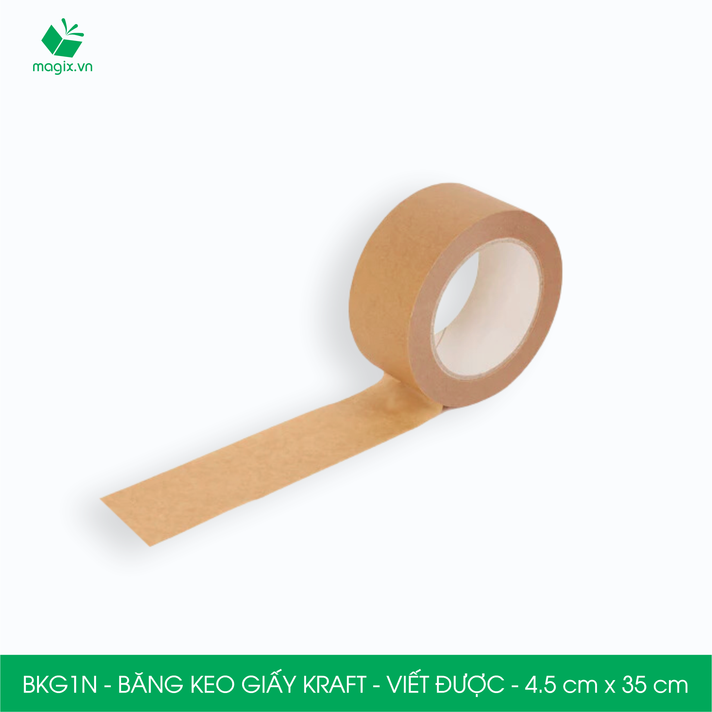 BKG1N - 4.5cm x 35m - 1 cuộn băng keo giấy Kraft da bò mặt nhám viết được - băng dính kraft đóng hàng