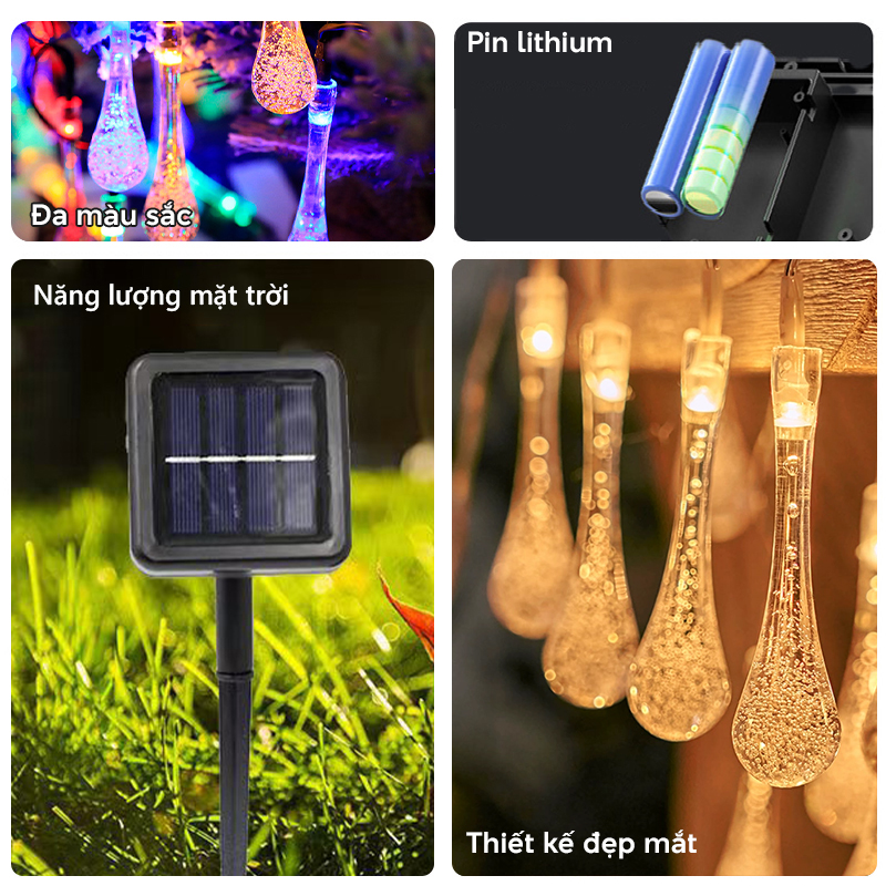 Đèn trang trí năng lượng mặt trời hình giọt nước, tiết kiệm điện, bóng siêu sáng, chống thấm nước - DA3165
