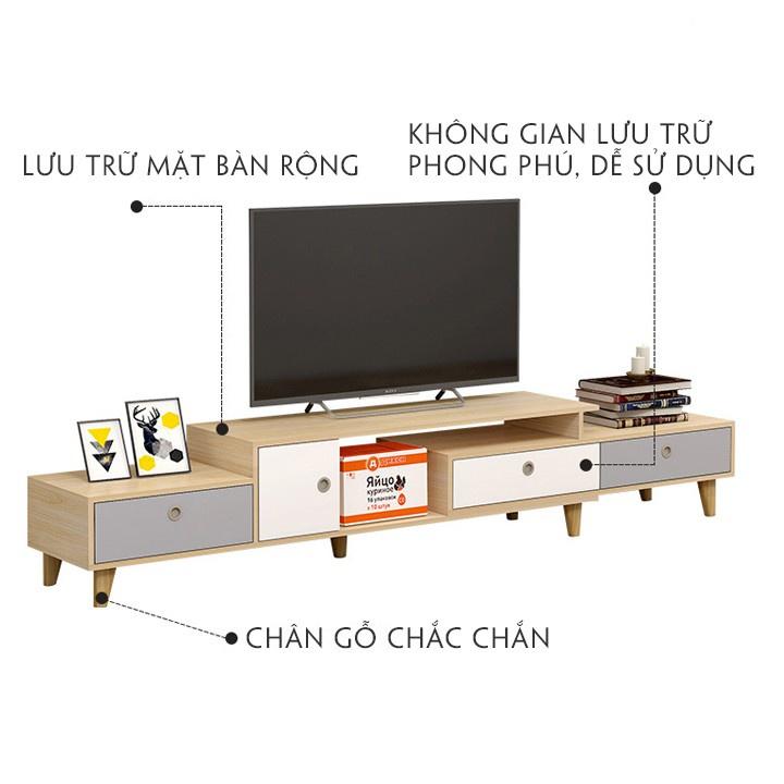 Kệ Tivi bằng gỗ, Kệ tủ phòng khách cao cấp có thể kéo dài BLUE HOUSE – H134.