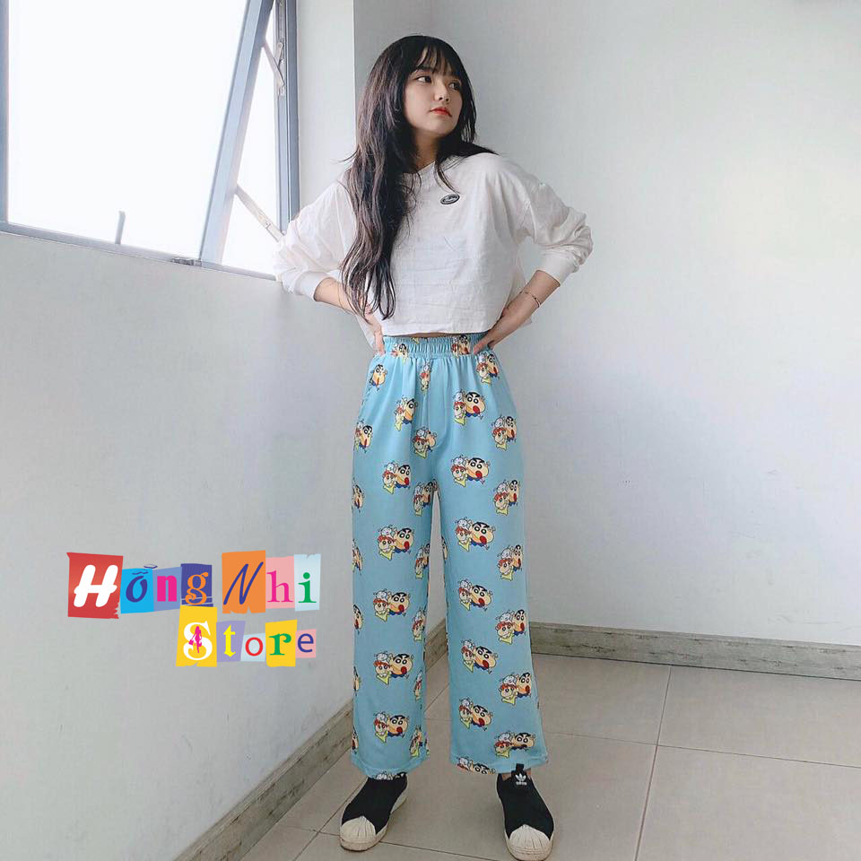 Quần Hoạt Hình Dài Dây Rút Lai Shin Cartoon Pant Oversize Ulzzang Unisex - MM