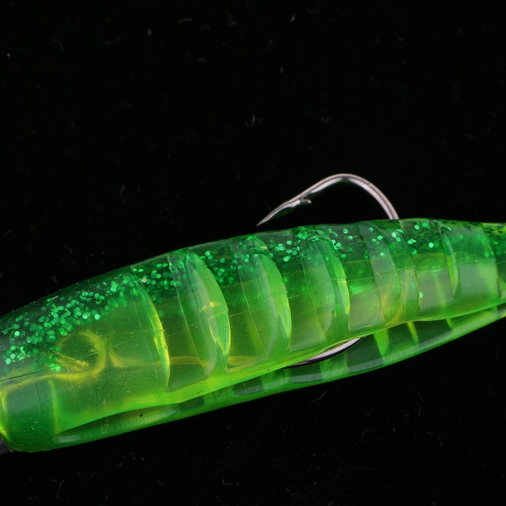 6pcs Shad Fishing Lure Soft Plastic Fish Bait Jig Head Swimbait Grub Worm