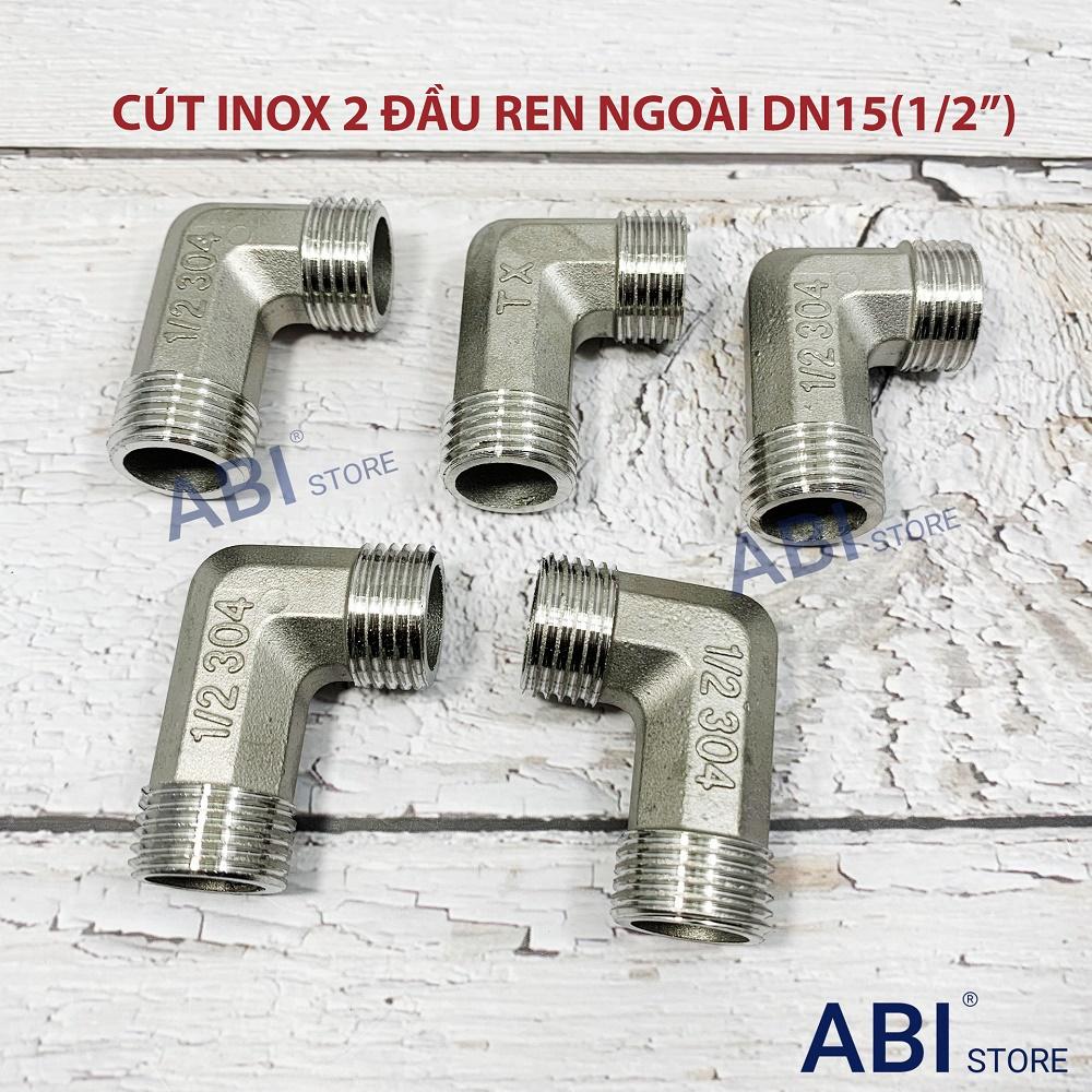 Cút 2 đầu ren ngoài dn15, cút góc inox 21 loại đẹp