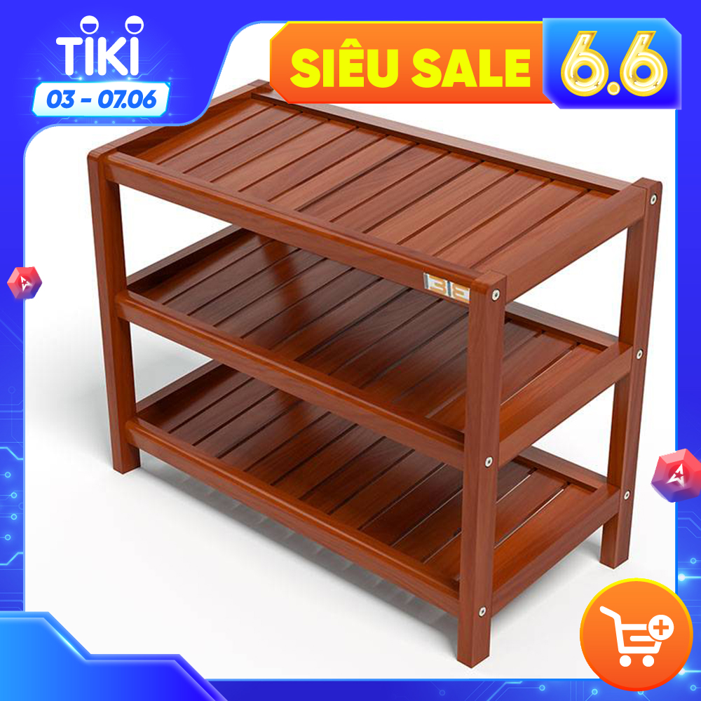 Kệ Dép 3 Tầng Gỗ Cao Su IBIE IB363  - Cánh Gián