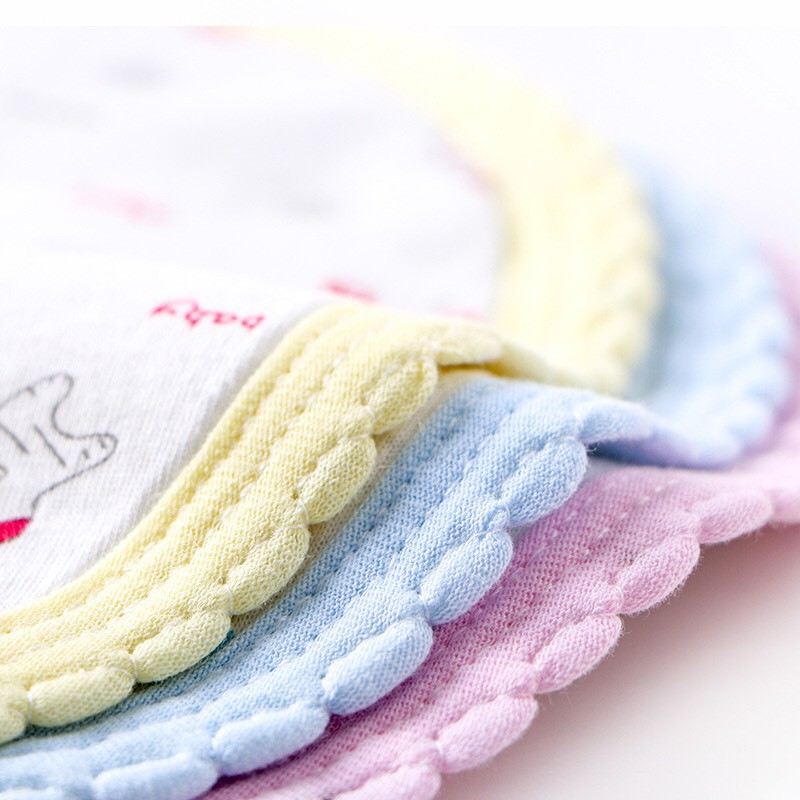 Set 3 Yếm Tròn Trần Bông Cotton 3 Lớp Siêu Thấm Hút Cho Bé