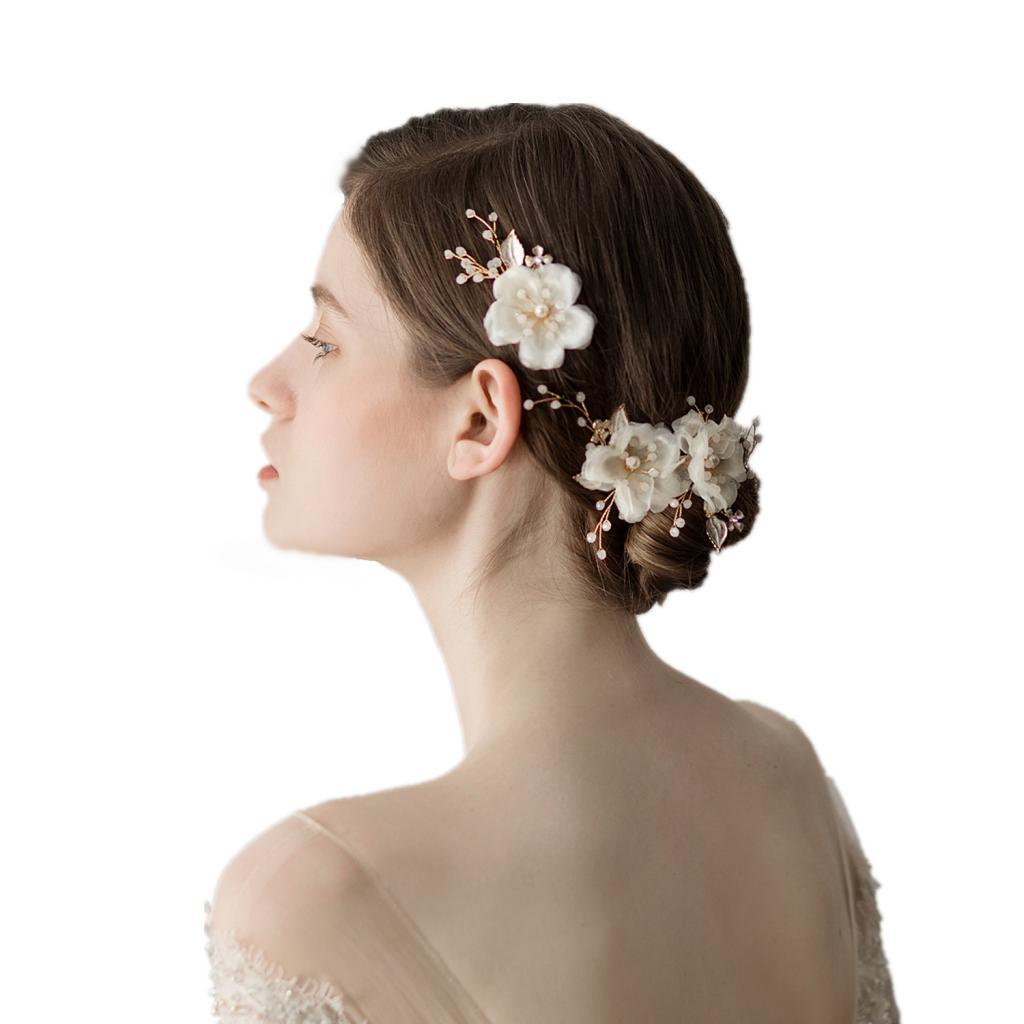 2x Flower Slide Hair Clip Hairpins Women Bridal Pearl Barrette Hair Jewelry