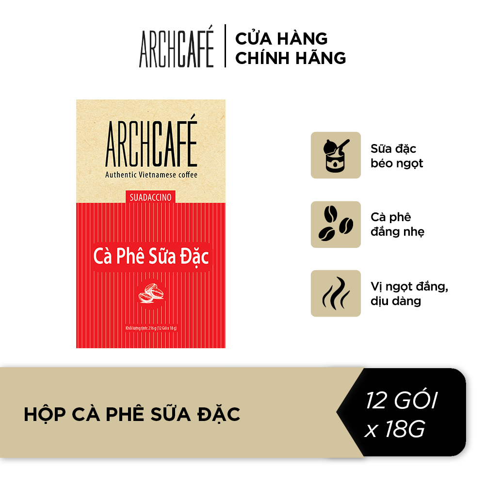 Combo 2 Cà Phê Sữa Đặc - Cafe hoà tan Archcafé (hộp 12 gói x 18g)