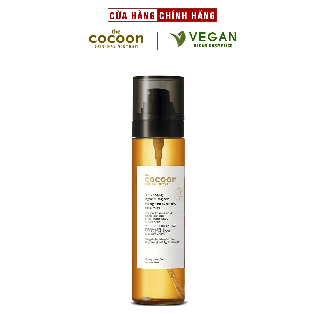 Xịt khoáng nghệ Hưng Yên Cocoon 130ml giúp sáng da và chống oxy hóa thuần chay