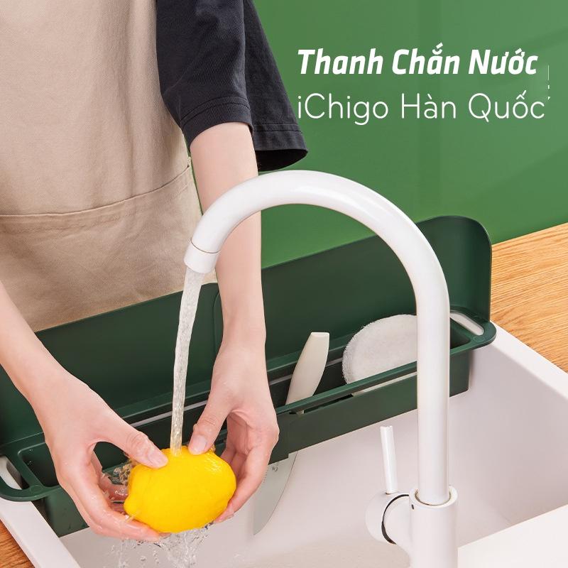 Tấm Chắn Nước Bồn Rửa Chén iChigo Nhật Bản - Thanh Chắn Nước Bồn Rửa Bát Có Kệ Để Đồ, Có Thể Kéo Dài 54cm