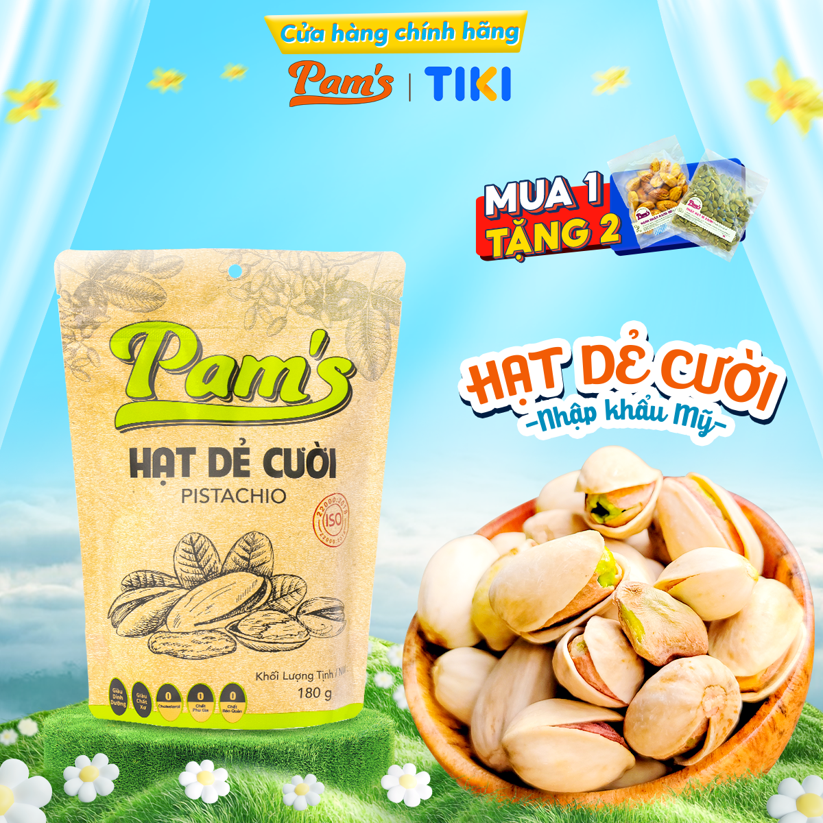 Hạt Dẻ Cười Không Tẩy Trắng Pams – Hạt Dẻ Nhập Khẩu Mỹ, Nhân Giòn Ngon, Dùng Ăn Kiêng Ăn Vặt – Túi 180 gram