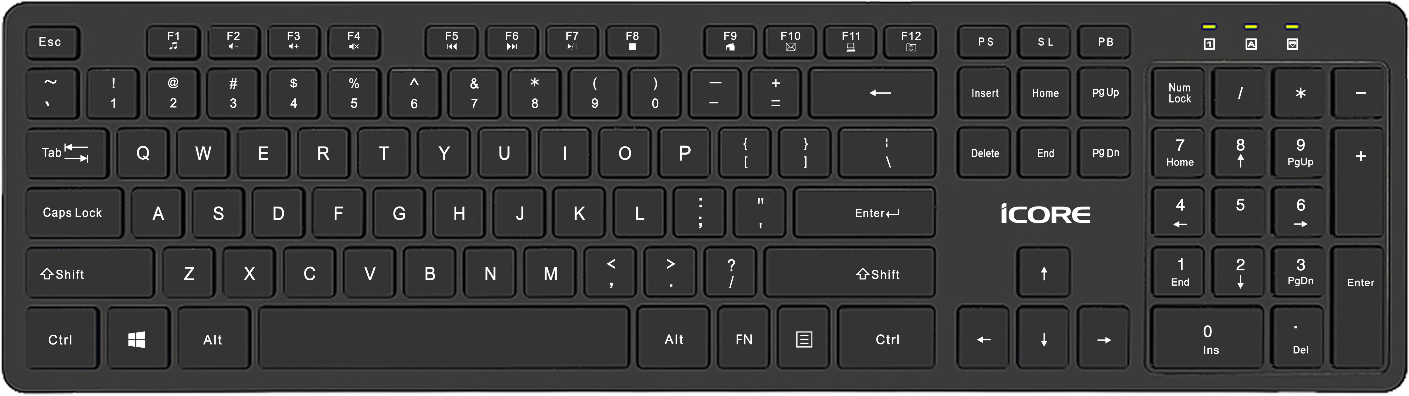 Bàn Phím Không Dây iCore IK02 - Bàn Phím Máy Vi Tính Full Size Tích Hợp Multimedia - Hàng chính hãng