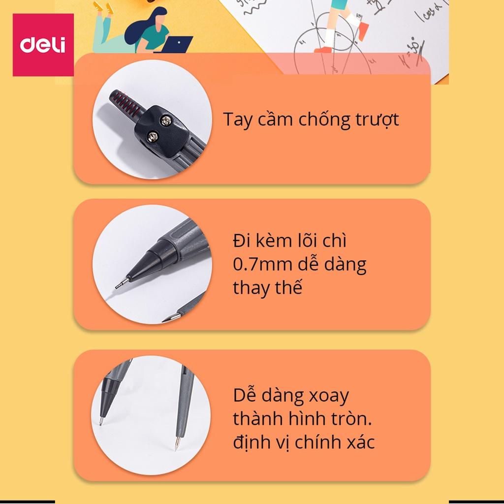 Set 8 Món Bộ Thước Kẻ Compa Eke Thước Đo Độ Tẩy Bút Chì Chuyên Dụng Cụ Học Tập Cho Học Sinh Deli - Đồ Dung Học Tập - 9591