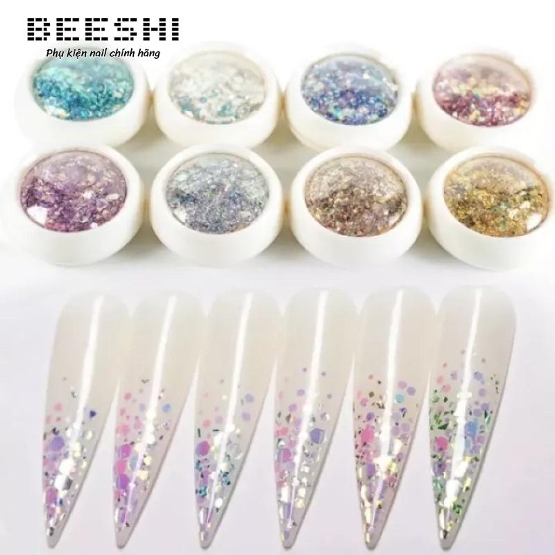 Nhũ vảy cá nail sét 8 hũ nhũ kim tuyến 9d trang trí móng- beeshi