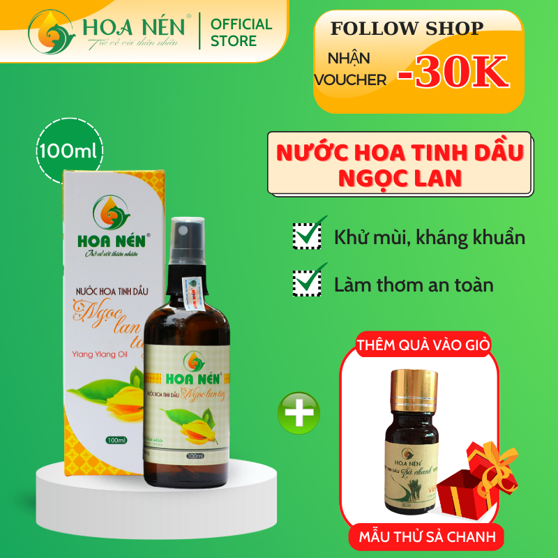 Chai Xịt nước hoa tinh dầu Ngọc lan tây 100ml - Hoa Nén -Làm thơm, kháng khuẩn, thư giãn