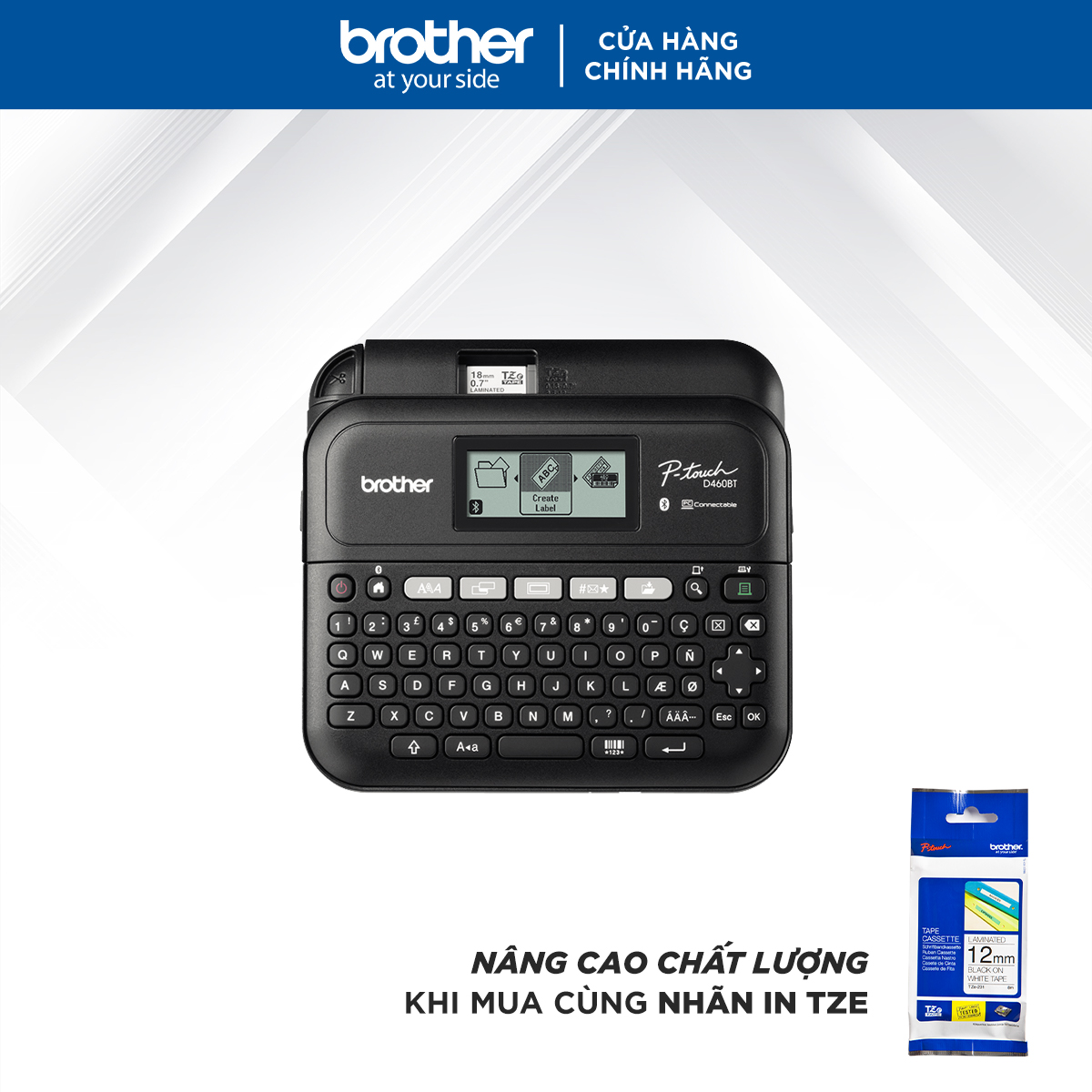 [Hàng chính hãng] Máy in nhãn để bàn Brother PT D460BT