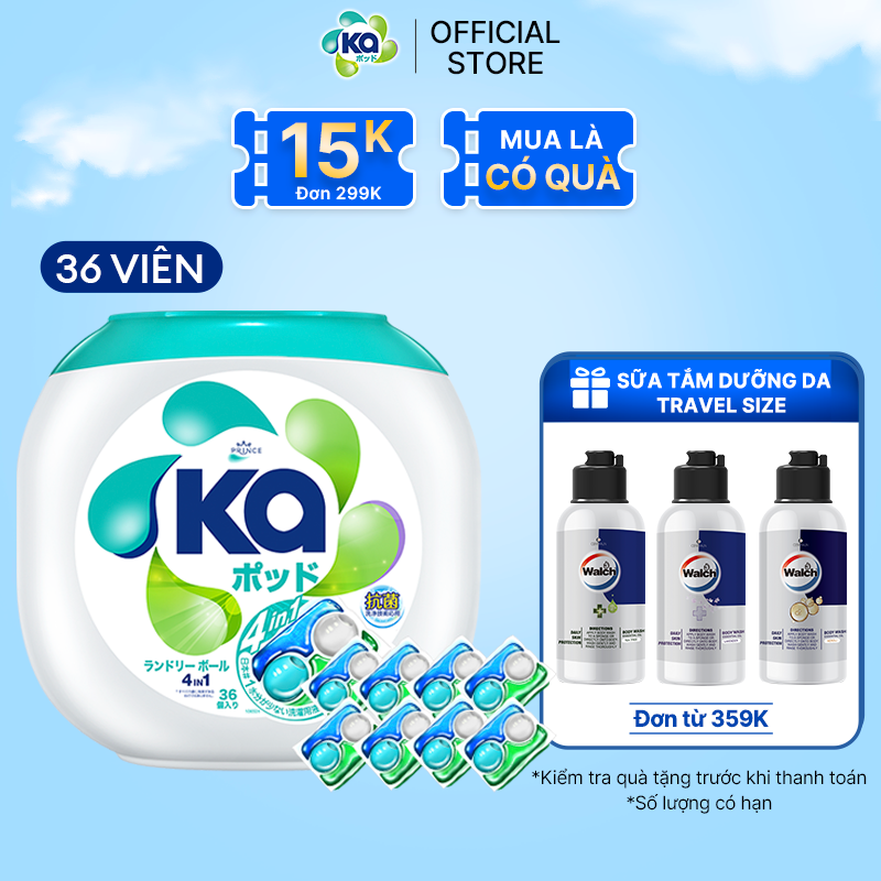 Hộp Viên Giặt Xả Đa Năng 4 Trong 1 Ka Universal 36 Viên Hộp