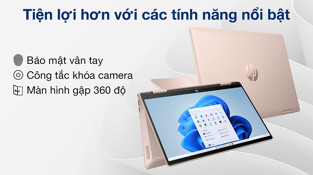Laptop HP Pavilion X360 14 ek0055TU i7 1255U/16GB/512GB/14"F/Touch/Pen/Win11/(6L293PA)/Vàng - Hàng Chính hãng