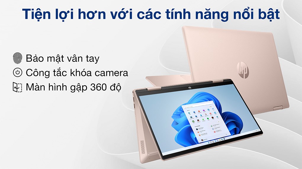 Laptop HP Pavilion X360 14 ek0055TU i7 1255U/16GB/512GB/14"F/Touch/Pen/Win11//Vàng - Hàng Chính hãng