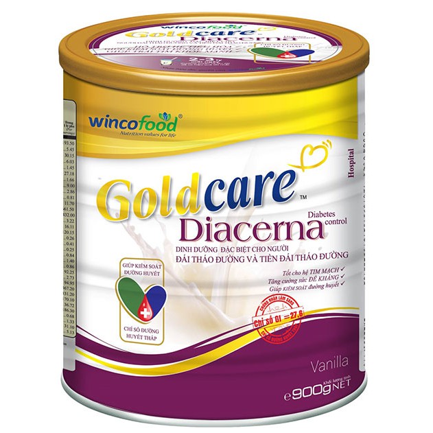 Sữa Bột Wincofood Goldcare Diacerna 850g: dinh dưỡng đặc biệt dành cho người đái tháo đường và tiền đái tháo đường giúp ổn định đường huyết.