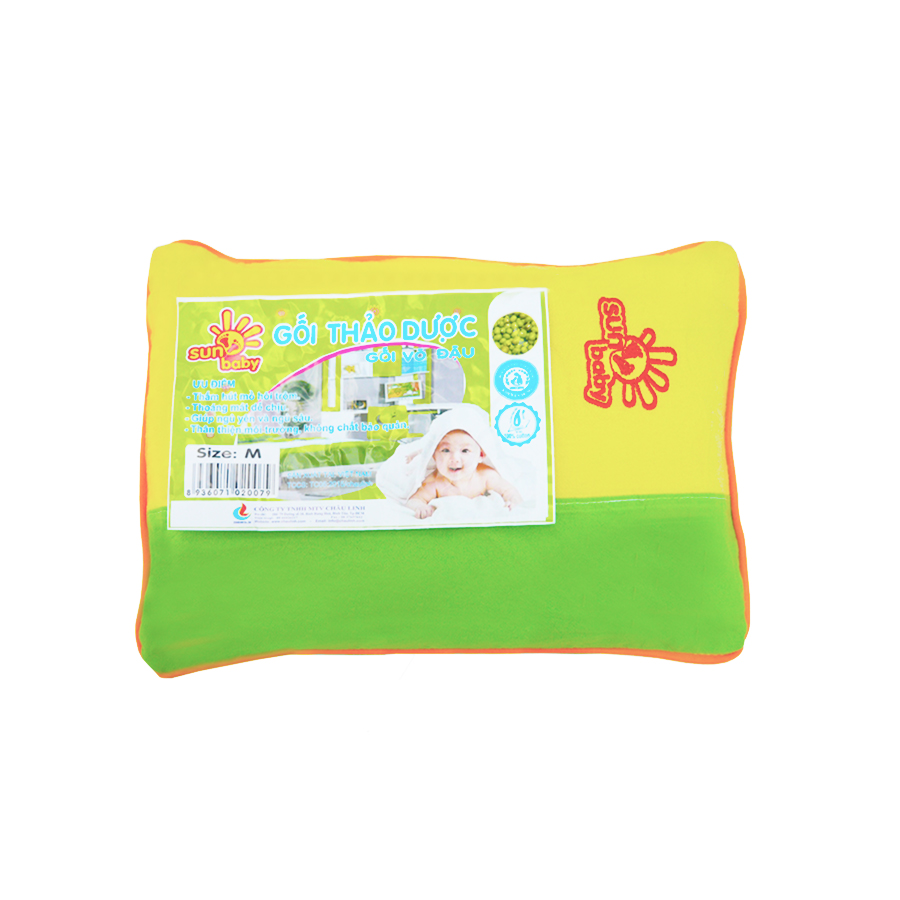 Gối vuông vỏ đậu xanh cho bé M- Sunbaby