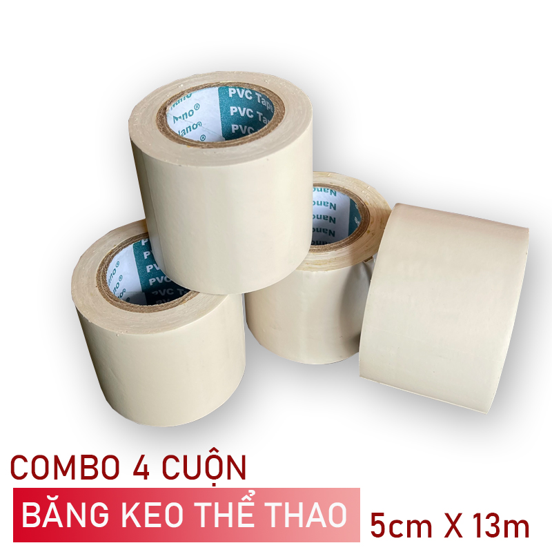 (4 Cuộn) Băng Keo Thể Thao 5x13m, Combo 4 cuộn bằng keo thể thao nano dùng cho thể thao nhằm bảo vệ các chấn thương có thể xảy ra khi vận động ở cường độ cao