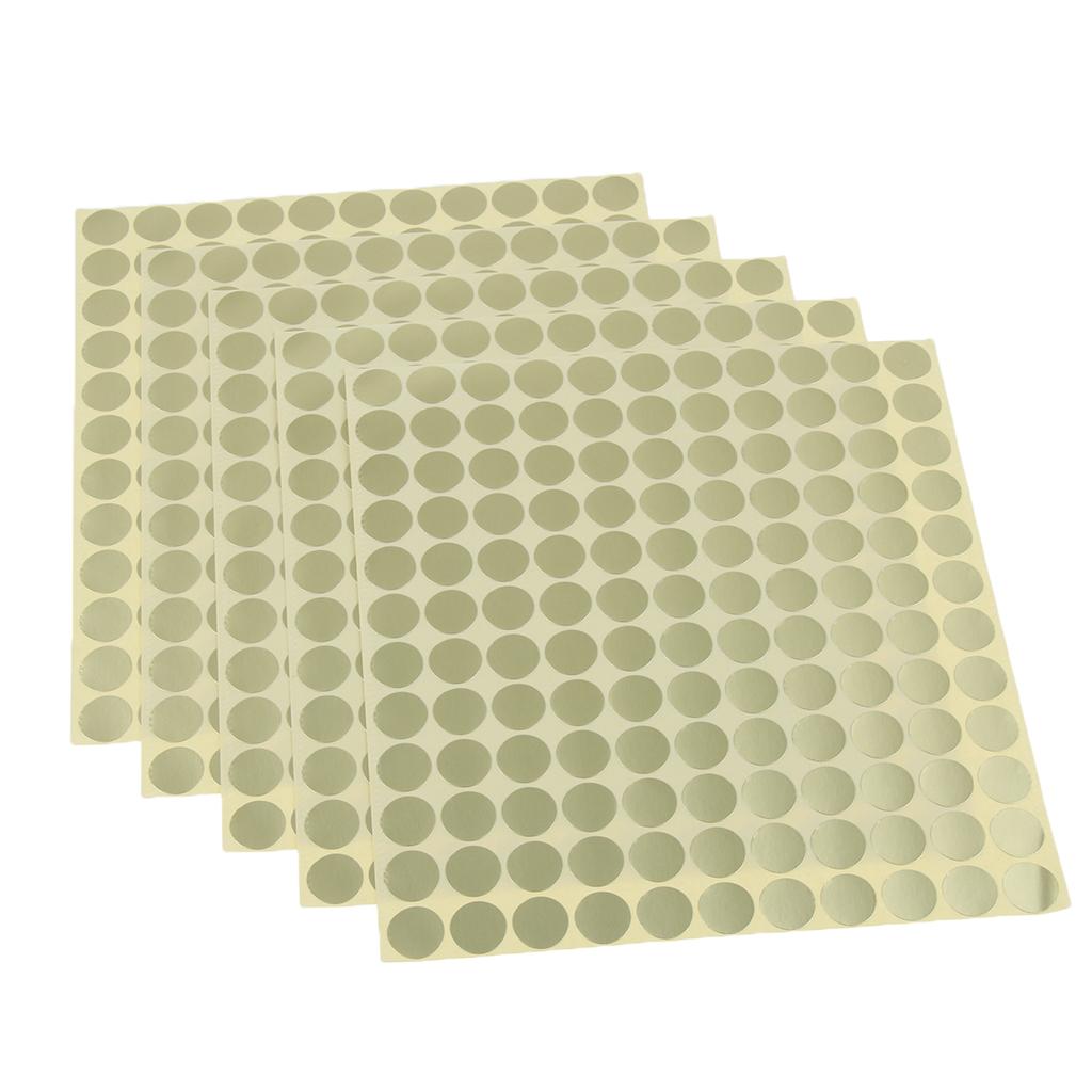 5 Sheets Essential Oil Bottle Cap Stickers Self Adhesive Labels Round Silver