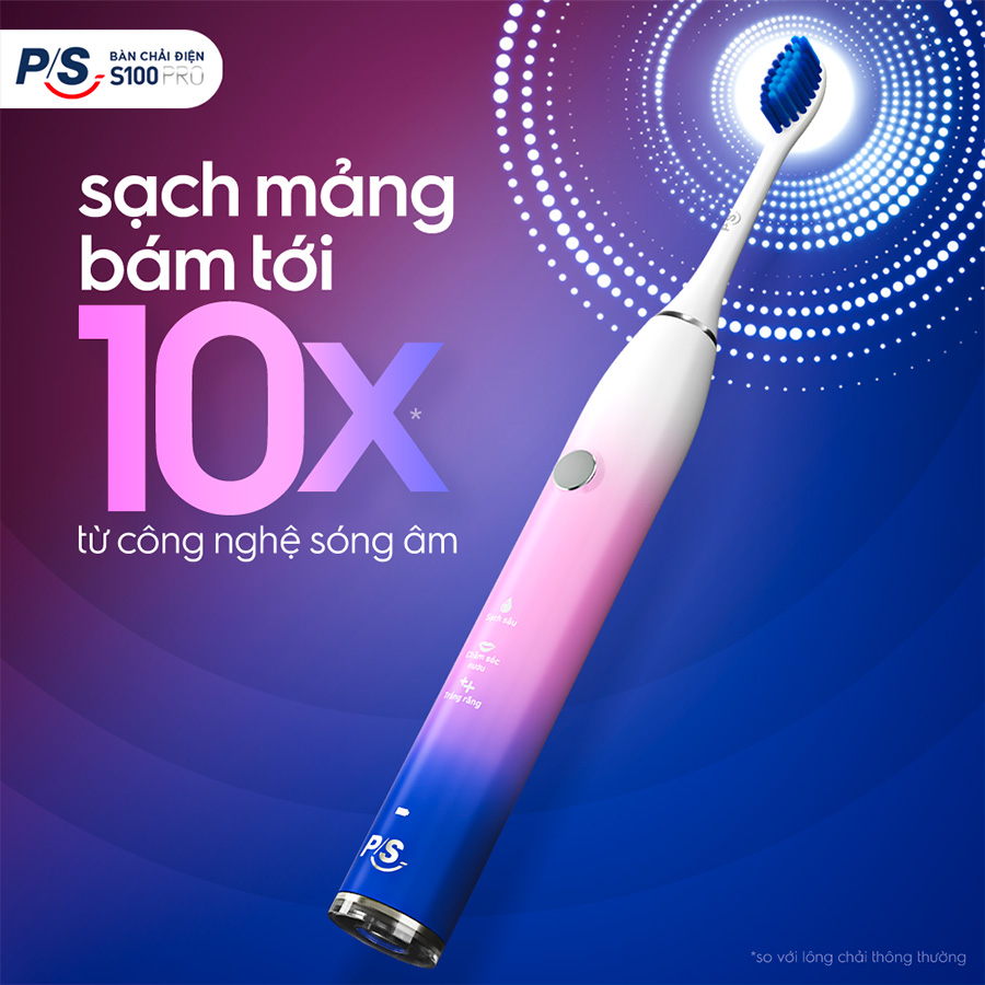 Bàn Chải Điện P/S S100 PRO - Phiên Bản Ultra Violet Giới Hạn - Sạch chuẩn sóng âm