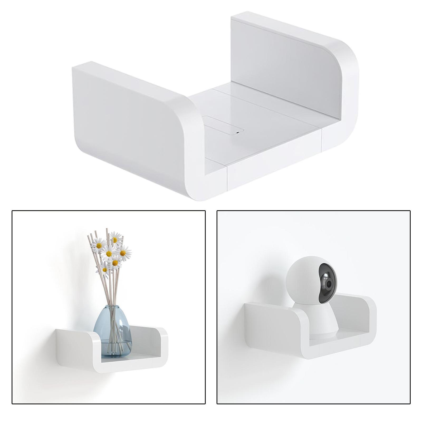 Floating Wall Shelves White U Shaped for Bathroom Display Organizer