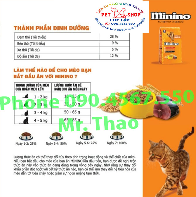 Thức ăn cho mèo con &amp; mèo trưởng thành vị cá ngừ Minino Tuna Flavored 1,3kg