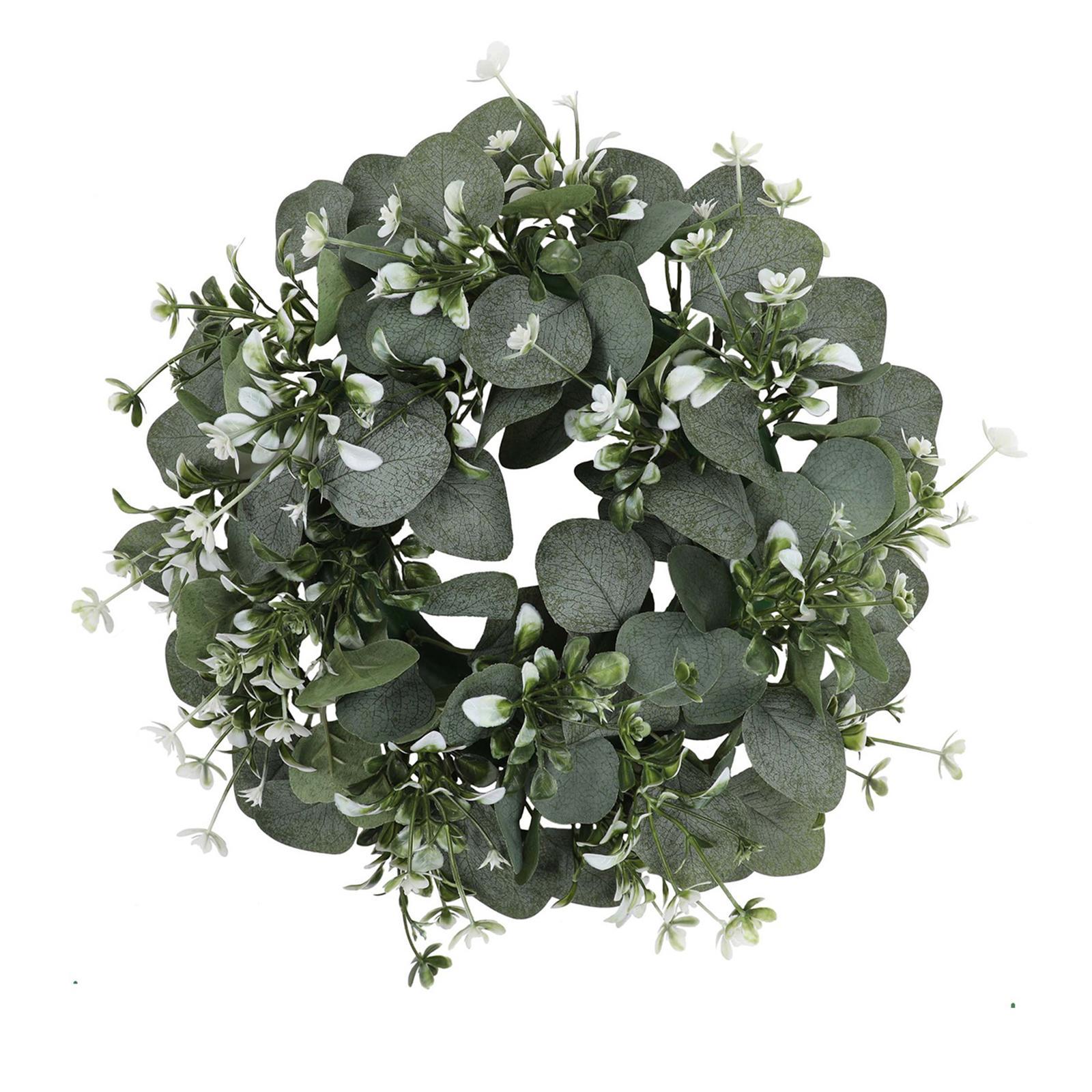 Artificial Wreath Large Green Leaf Wreath Garland  Decoration Durable Front Door Eucalyptus Wreath for Garden Patio