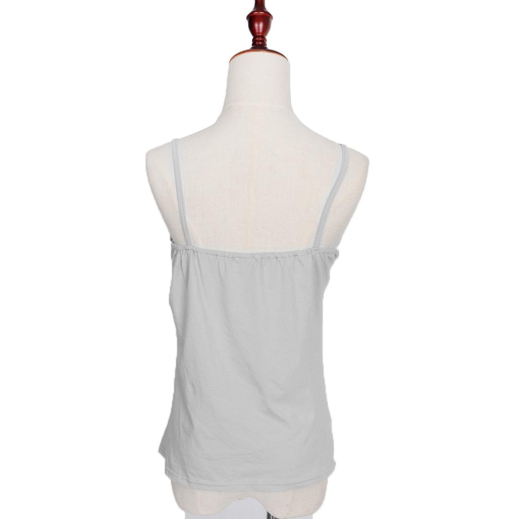 Girls Ladies Women Cotton Tops Sleeveless Lace Vest Blouse Crop Top Gray