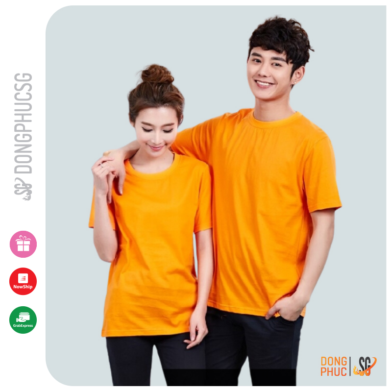 Áo thun trơn màu cam nhạt phông unisex basic nam nữ cổ tròn thun cotton 4 chiều mềm mịn ATTCN | SG