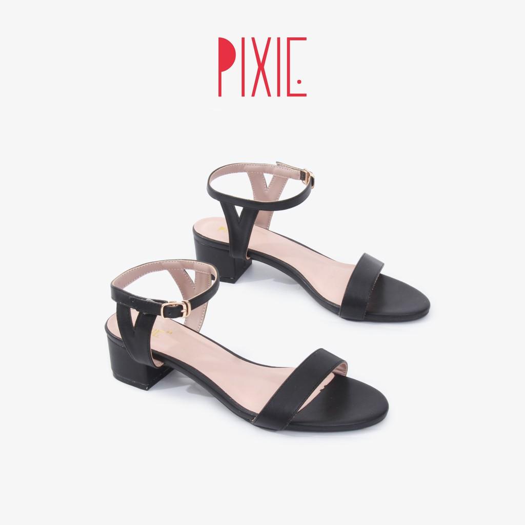 Giày Sandal 3cm Quai Ngang Đế Vuông Pixie X764