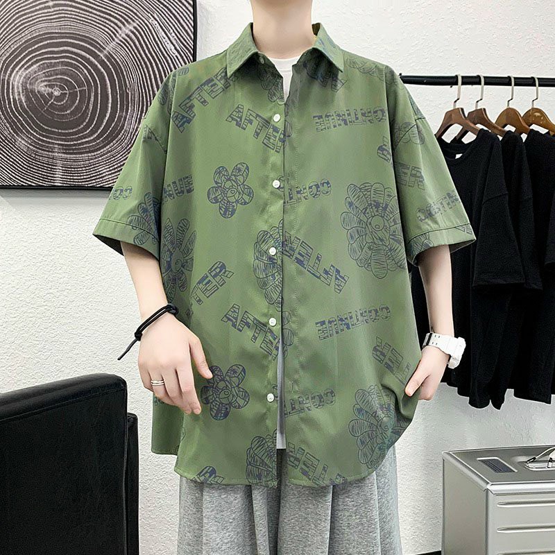 Áo sơ mi nam ngắn tay form rộng họa tiết nổi bật chất vải voan lụa mềm mịn thoáng mát chất lượng giá rẻ
