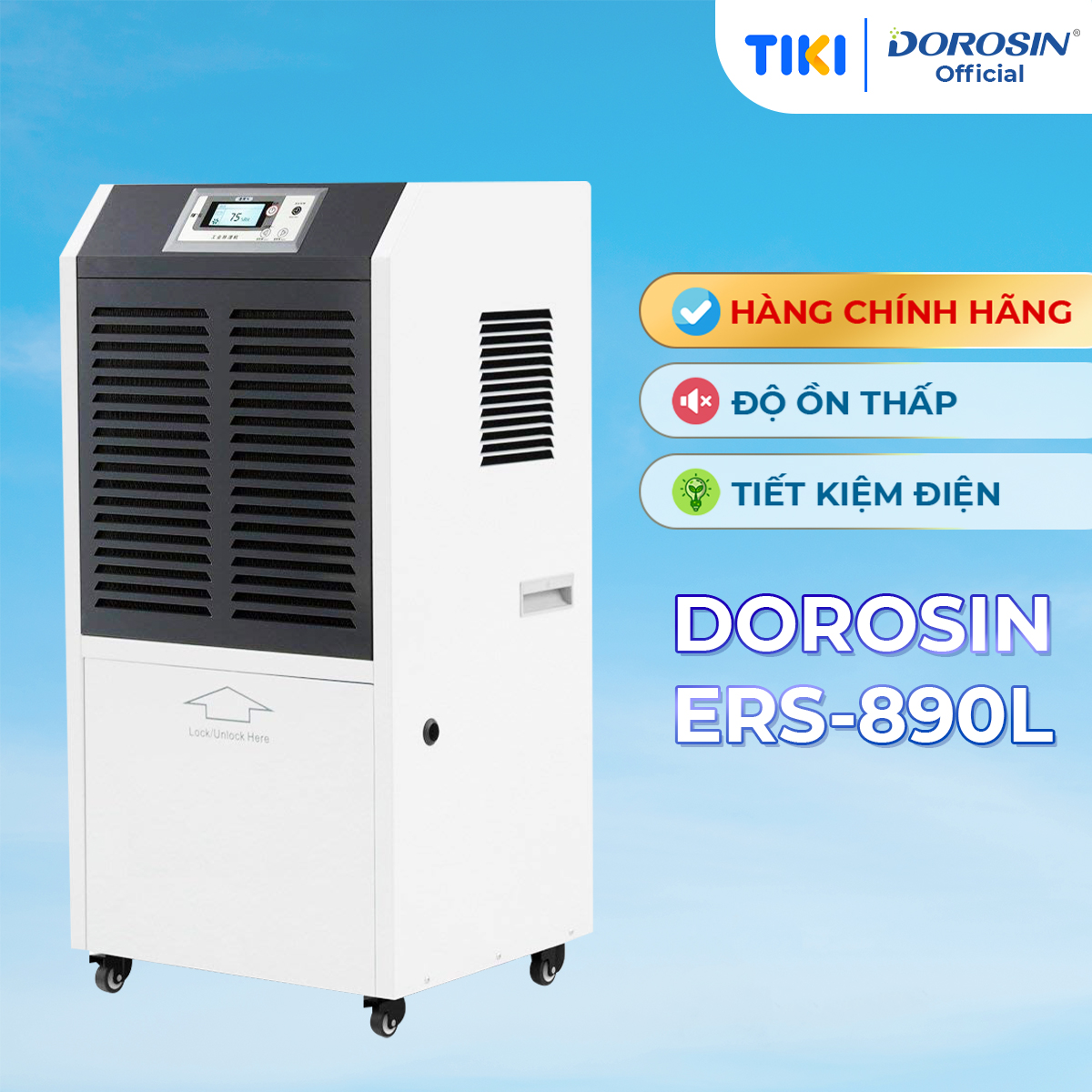 Máy hút ẩm công nghiệp Dorosin ERS-890LS- công suất 90 lít/ ngày - diện tích dùng 110-150m2 - HÀNG NHẬP KHẨU CHÍNH HÃNG