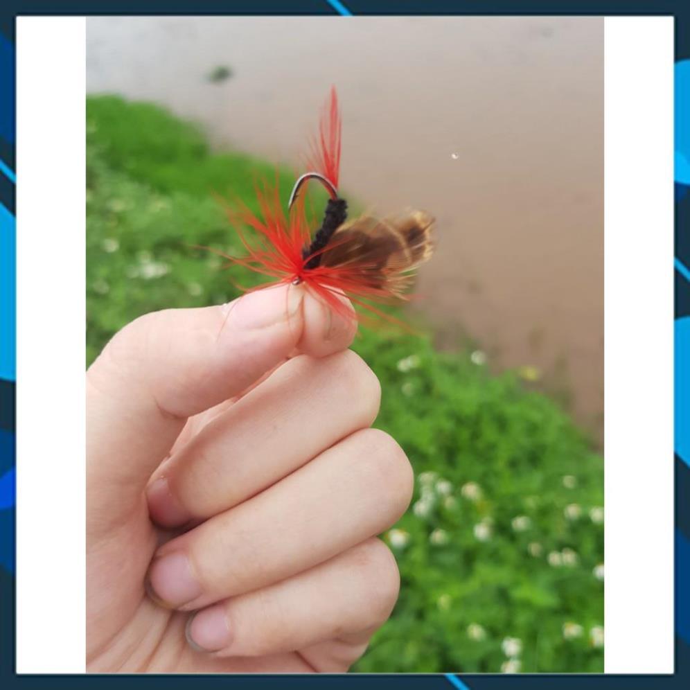 Combo 12 con mồi gắn lông vũ cánh bướm câu rô phi,câu mương,lóc,ngão,.... _ Lure_ 48