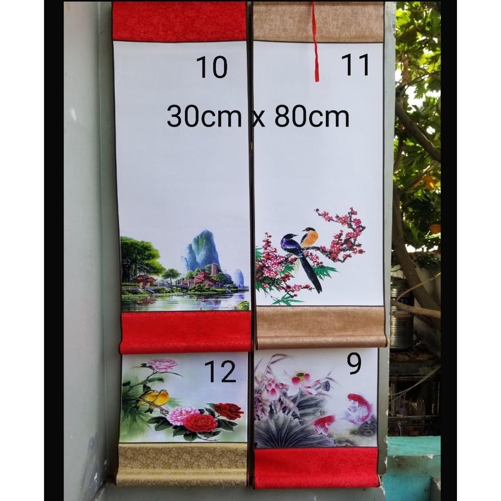 Set 4 tấm biểu lụa viết thư pháp nhiều mẫu, kích thước 30cm x 80cm