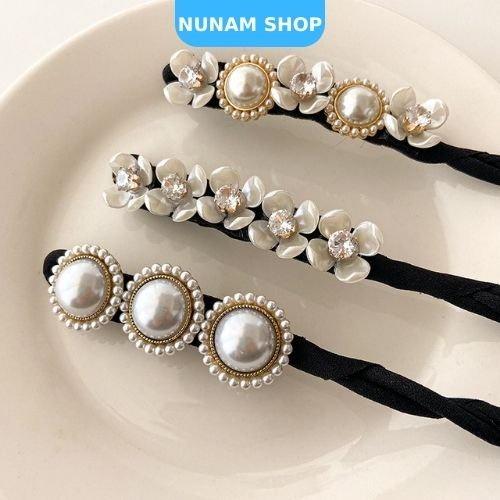 Dây bới tóc ngọc và hoa thanh lịch sang chảnh Nunam Shop