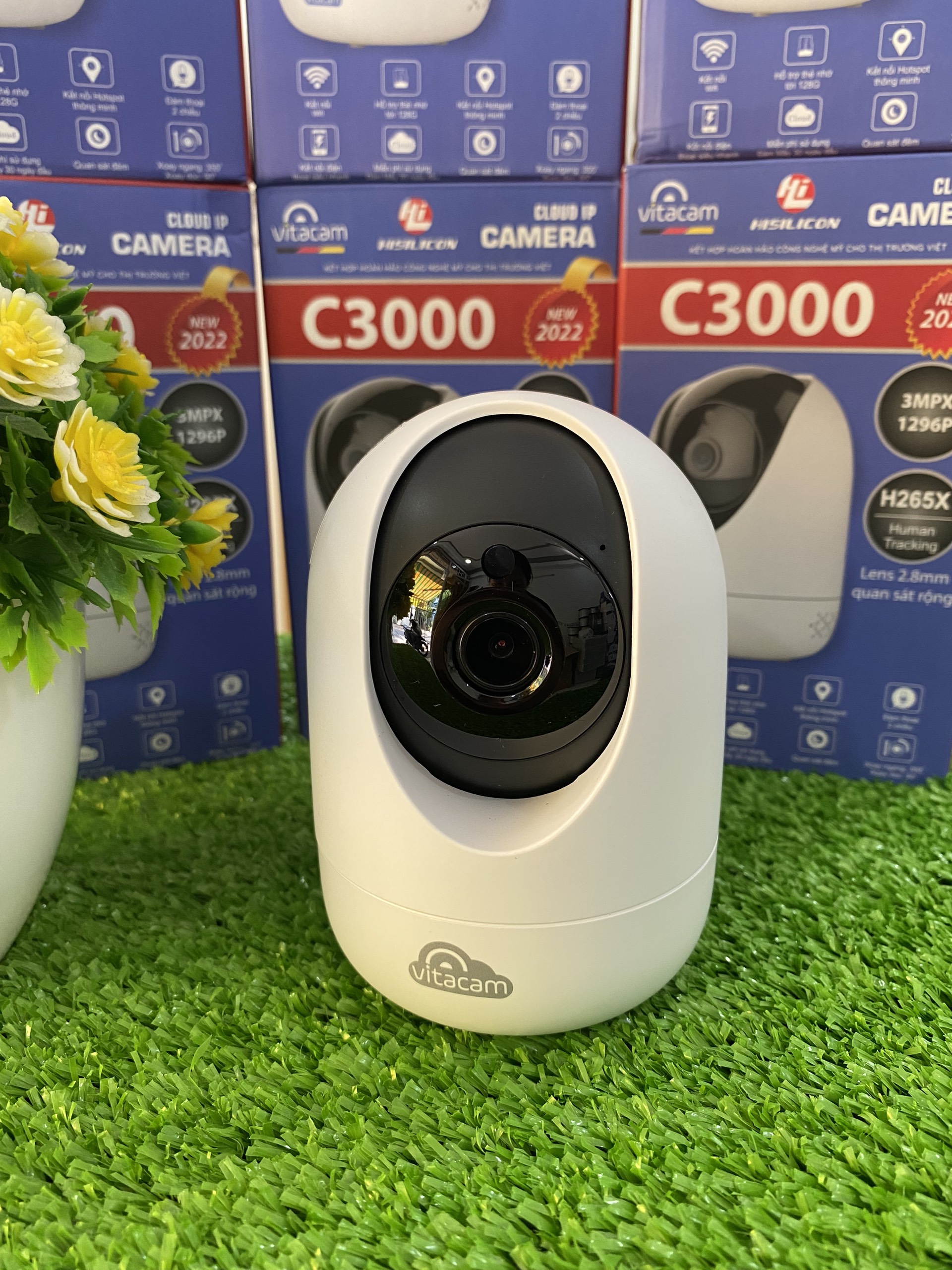 Camera IP Wifi VITACAM C3000 3.0MPX FullHD - Xoay 360, Đàm thoại 2 chiều, Quan sát cực rộng, Theo dõi chuyển động, Hàng chính hãng