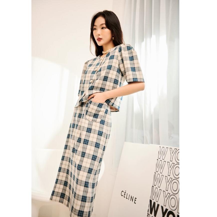 Set váy họa tiết kẻ caro trẻ trung, sang trọng
