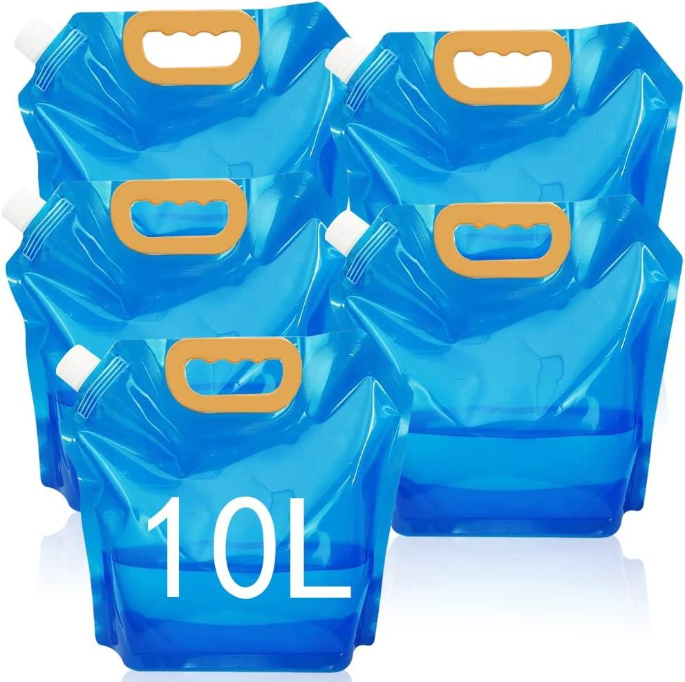 Bình nước gấp gọn 10L, lon gấp 5 cái đựng nước uống có nắp đậy, lon nước xách tay cắm trại, túi đựng nước cắm trại dã ngoại du lịch BBQ, không chứa BPA