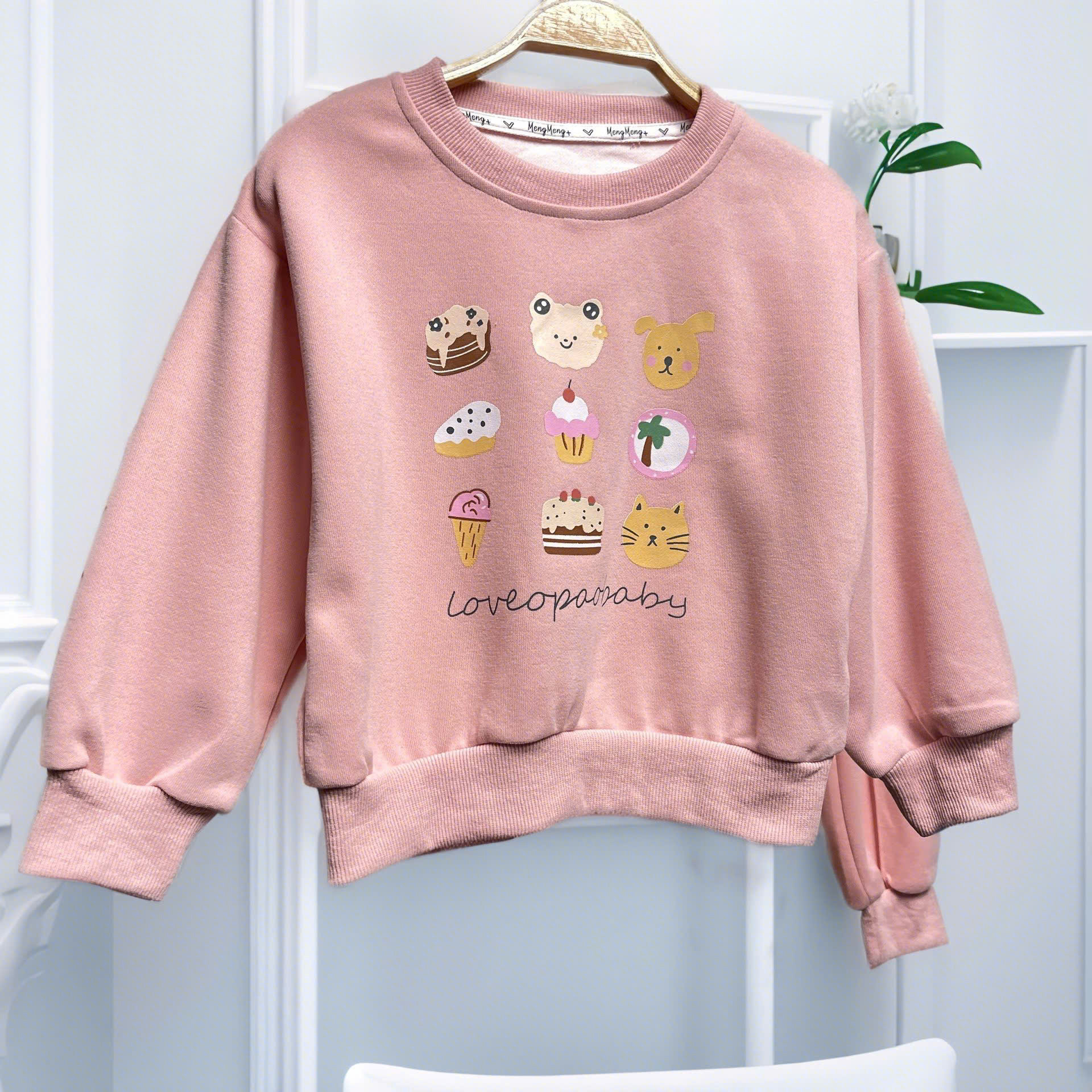 Bộ nỉ bé gái cổ tròn 2-7 tuổi hình và chữ love vải dày dặn cao cấp kiểu dáng thời trang