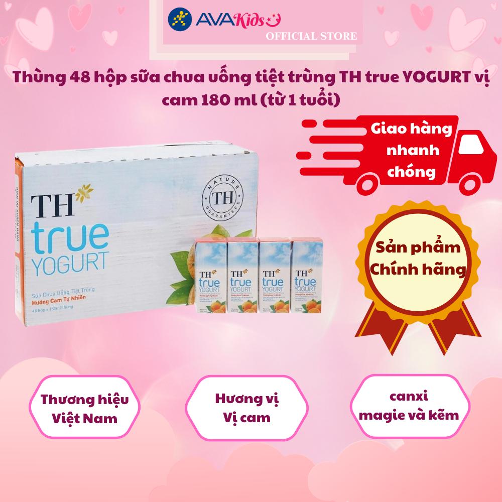 Thùng 48 hộp sữa chua uống tiệt trùng TH true YOGURT vị cam 180 ml (từ 1 tuổi)