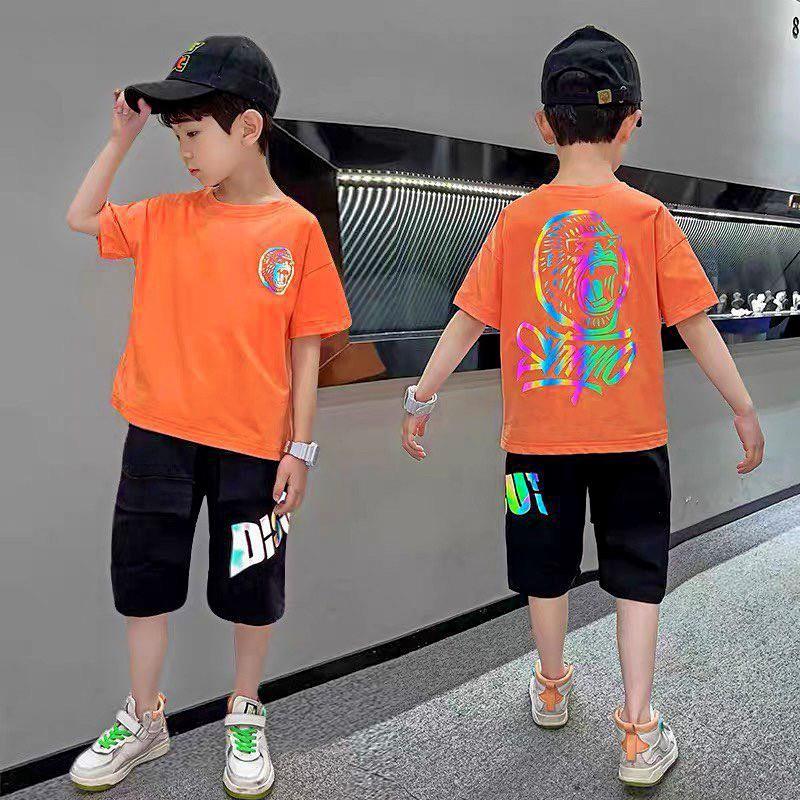 Bộ bé trai Con Xinh cotton phản quang 7 màu KINGKONG, set quần đùi áo thun trẻ em từ 5 đến 14 tuổi