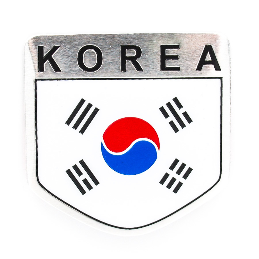 Bộ 2 tem nhôm cờ KOREA độc đáo cá tính ( 5 x 8cm và 5 x 5cm)