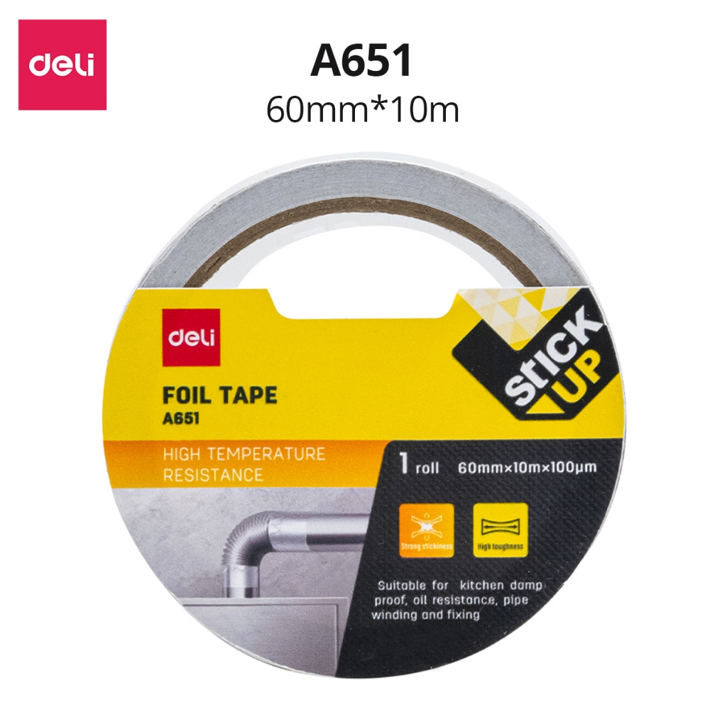 Băng dính nhôm băng keo bạc 10/20m Deli - Băng keo nhôm siêu dính dẫn diện chống nước chống ẩm cách nhiệt cho gia đình