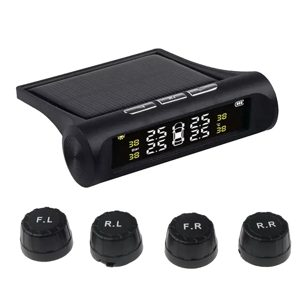 RV Car TPMS Tire Pressure Alarm Monitor System Solar Powered External Sensor