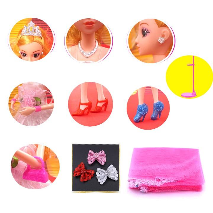 Búp Bê 12 Khớp Cô Dâu Xinh Đẹp Váy Kim Sa +